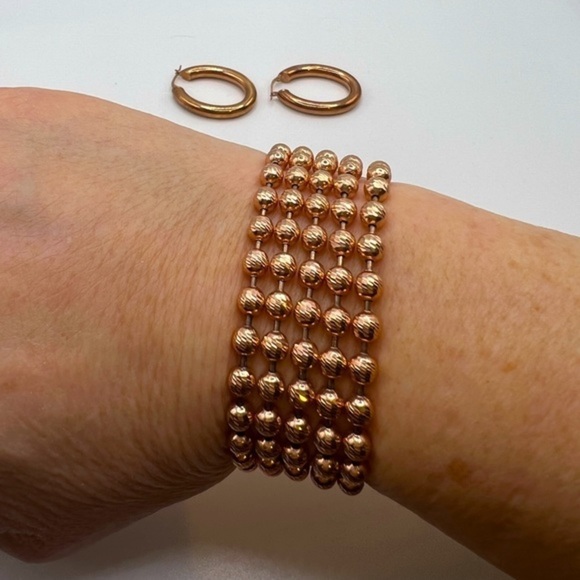 BRILLIANT Rose Gold Color Bracelet and Pierced Earring Set - Picture 4 of 6